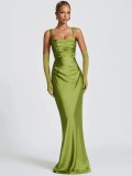 Satin Fishtail Evening Wedding Bridesmaid Prom Long Dress（Processing time need 3-6 days）
