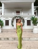 Satin Fishtail Evening Wedding Bridesmaid Prom Long Dress（Processing time need 3-6 days）