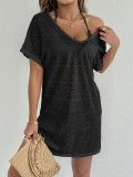 Holiday Women's Sexy Deep V Slit Lace Beach Cover-Up Dress