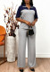Plus Size Loose Irregular Patchwork Half-Sleeve Top and Pants Two-Piece Set