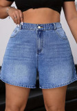 Summer Plus Size Women's High Waist Loose Denim Wide Leg Shorts