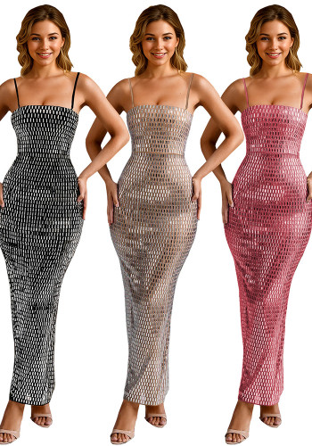 Women's Fashion Beaded Sexy Strap Bodycon Dress