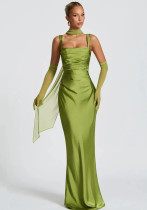 Satin Fishtail Evening Wedding Bridesmaid Prom Long Dress（Processing time need 3-6 days）