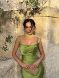 Satin Fishtail Evening Wedding Bridesmaid Prom Long Dress（Processing time need 3-6 days）