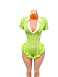Summer Crochet Knitting Ruffle Turmdown Collar Romper