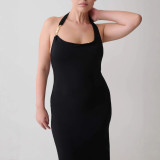 Women's Halter Neck Slit Low Back Straight Casual Dress