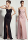 Sheer Lace Asymmetric Pleated High Slit Formal Evening Dress