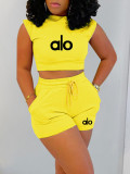 Summer Women's Solid Sport Casual T-Shirt and Shorts Two-Piece Set