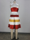 Women's Fashion Printed Sexy Slim Waist Sleeveless Long Dress