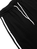 Women's Stand Collar Half-Zip Short Sleeve Top Side Stripe Wide-Leg Pants Casual Two-Piece Set