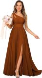 Formal Chic Sleeveless Sexy High Waist Slit Slash Shoulder Maxi Evening Dress