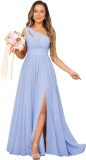 Formal Chic Sleeveless Sexy High Waist Slit Slash Shoulder Maxi Evening Dress