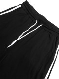 Women's Stand Collar Half-Zip Short Sleeve Top Side Stripe Wide-Leg Pants Casual Two-Piece Set