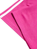 Women's Stand Collar Half-Zip Short Sleeve Top Side Stripe Wide-Leg Pants Casual Two-Piece Set