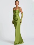 Satin Fishtail Evening Wedding Bridesmaid Prom Long Dress（Processing time need 3-6 days）