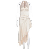 Women's Sexy Chic Halter Neck V-Neck Slit Formal Dress