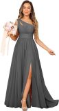 Formal Chic Sleeveless Sexy High Waist Slit Slash Shoulder Maxi Evening Dress