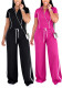 Women's Stand Collar Half-Zip Short Sleeve Top Side Stripe Wide-Leg Pants Casual Two-Piece Set