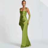 Satin Fishtail Evening Wedding Bridesmaid Prom Long Dress（Processing time need 3-6 days）