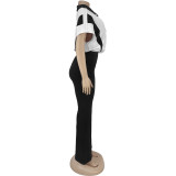 Women Casual Short-Sleeve Top and Pants Two-Piece Set