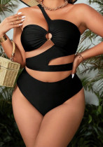 Plus Size Women Sexy One-Shoulder Hollow-Out Two-Piece Swimwear Plus Size Women Sexy One-Shoulder Hollow-Out Two-Piece Swimwear