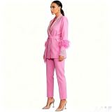 Women spring summer blazer and wide-leg Pant two-piece set