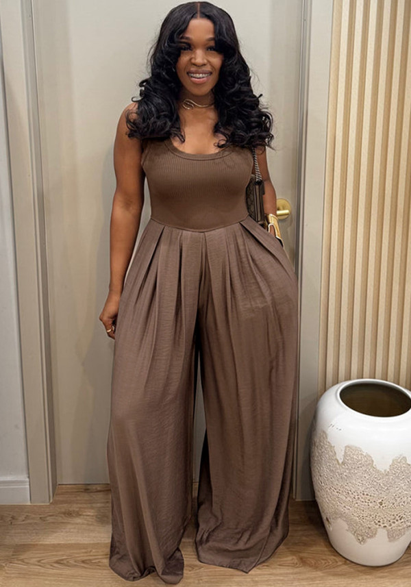 Women Summer Casual Chiffon Wide-Leg Jumpsuit