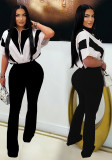 Women Casual Short-Sleeve Top and Pants Two-Piece Set