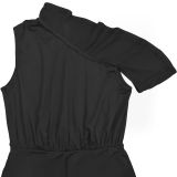 Women Elegant Slash Shoulder Belt Jumpsuit