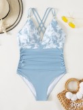 Plus Size Women Sexy Printed Tie-Up Swimwear