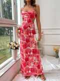 Women ruffled hollow-out backless dress