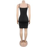 Women Sexy Mesh Print Beaded Dress