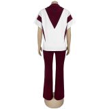 Women Casual Short-Sleeve Top and Pants Two-Piece Set