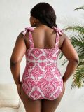 Plus Size Women Floral Print One-Piece Swimwear