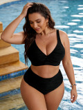 Plus Size Women V-Neck Sexy Two-Piece Swimwear