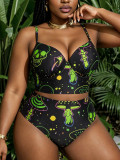 Plus Size Women Printed Sexy Bikini Two-Piece Swimwear