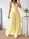 Women summer Halter Neck V Neck Backless ruffled sexy dress