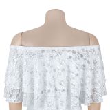 Women Sexy Lace Strapless Crop Top and Skirt Two-Piece Set