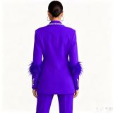 Women spring summer blazer and wide-leg Pant two-piece set