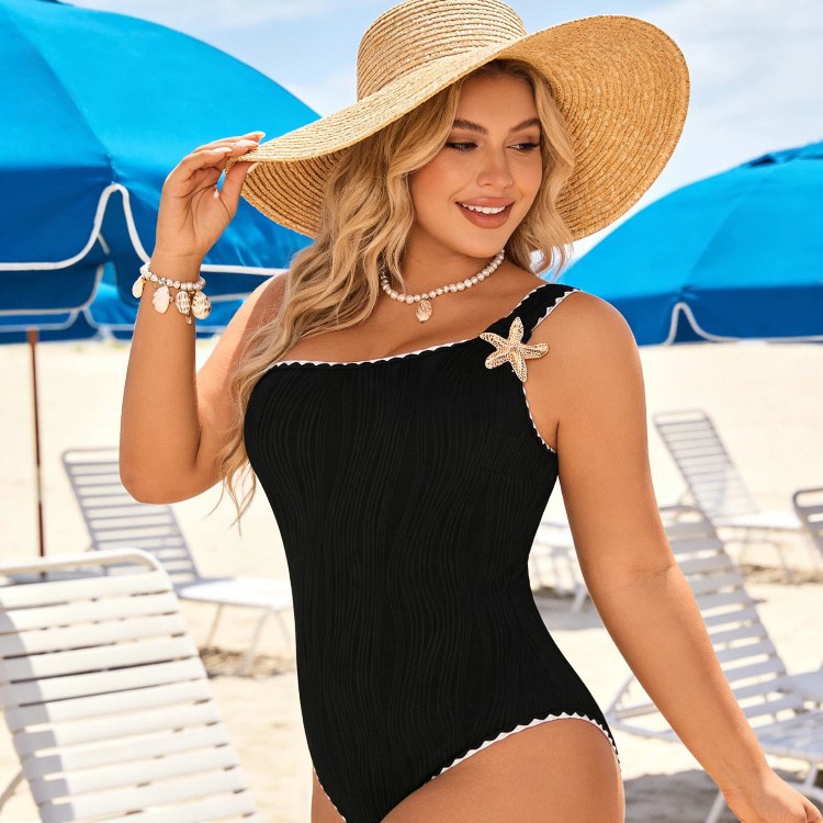 Plus Size One-Shoulder One-Piece Swimsuit