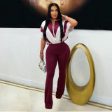 Women Casual Short-Sleeve Top and Pants Two-Piece Set