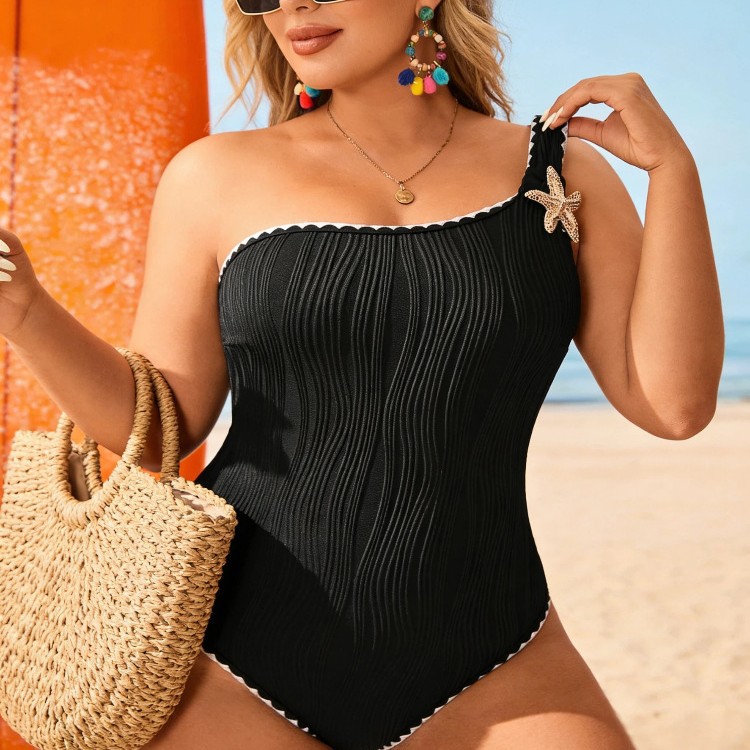 Plus Size One-Shoulder One-Piece Swimsuit