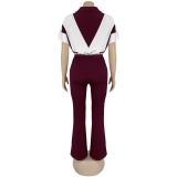 Women Casual Short-Sleeve Top and Pants Two-Piece Set