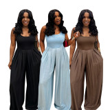 Women Summer Casual Chiffon Wide-Leg Jumpsuit