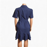 Women summer ruffled irregular dress
