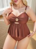 Plus Size Women Metal Chain Two-Piece Swimwear