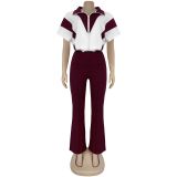Women Casual Short-Sleeve Top and Pants Two-Piece Set