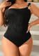 Plus Size Women One-Shoulder One-Piece Swimwear