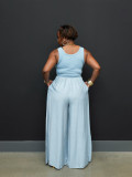 Women Summer Casual Chiffon Wide-Leg Jumpsuit
