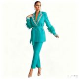 Women spring summer blazer and wide-leg Pant two-piece set